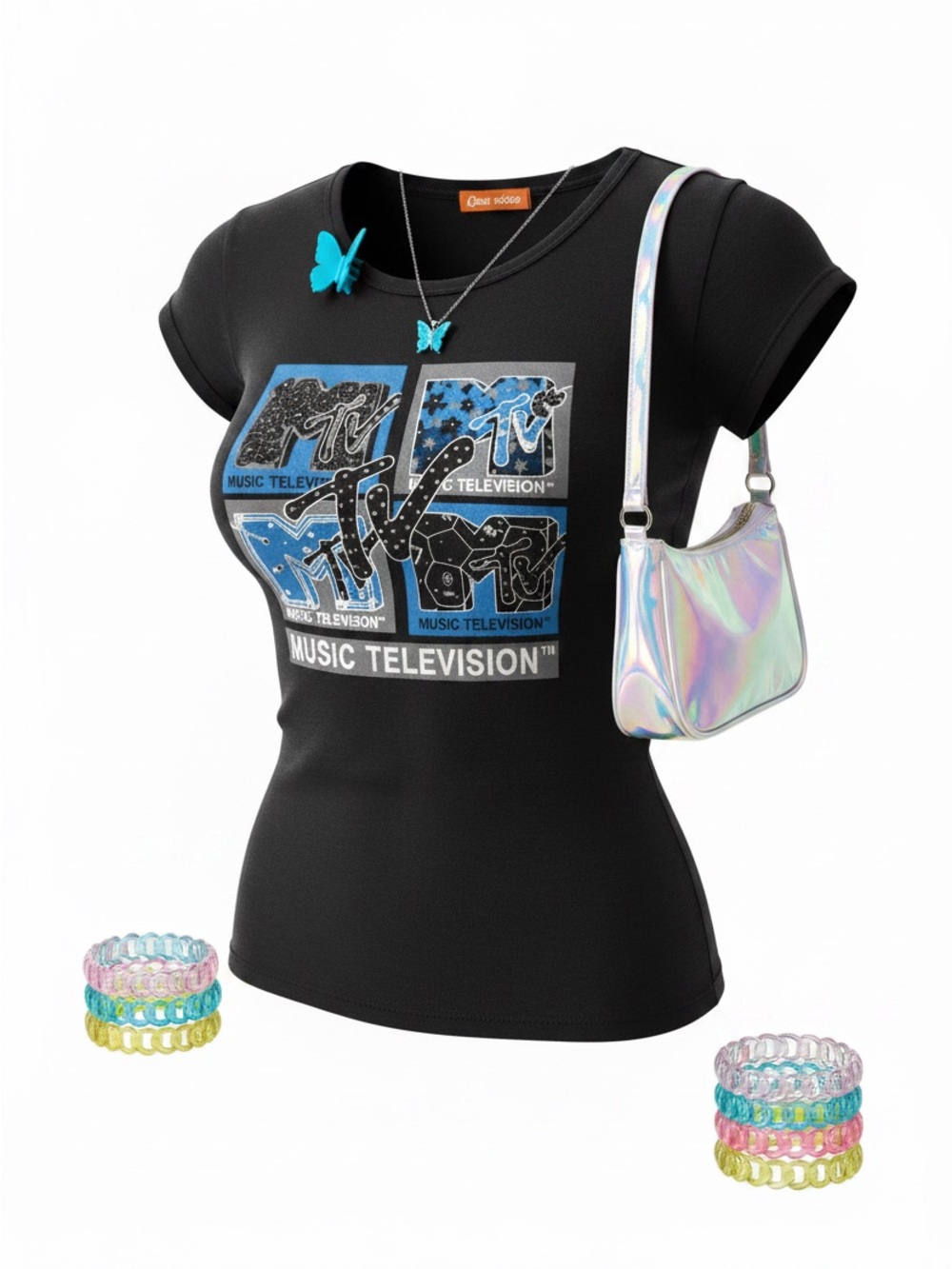 Vintage Y2K MTV Glitter Graphic Baby Tee